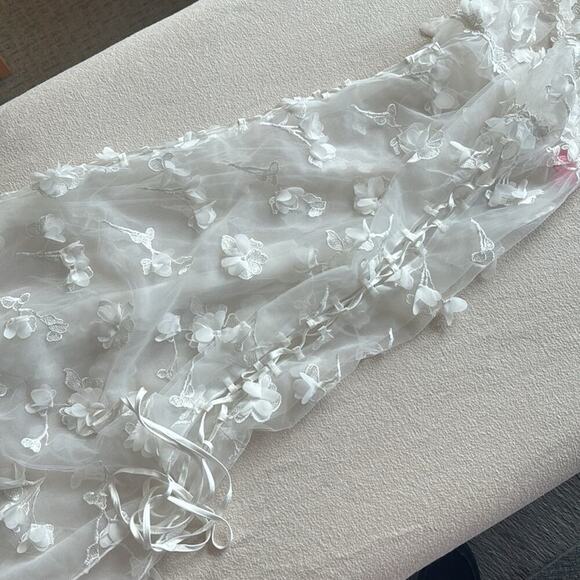 White Sheer Maxi Dress flowers lace-up NEW M Dolls Kill Endless Blooms sugar t - Picture 4 of 8